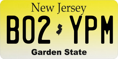 NJ license plate B02YPM