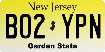 NJ license plate B02YPN