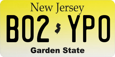 NJ license plate B02YPO