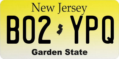 NJ license plate B02YPQ