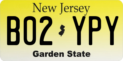 NJ license plate B02YPY
