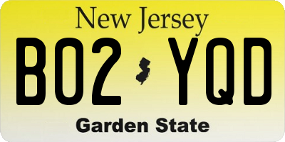 NJ license plate B02YQD