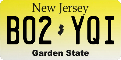 NJ license plate B02YQI