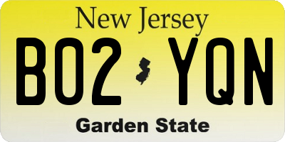 NJ license plate B02YQN