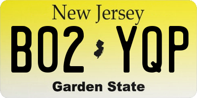 NJ license plate B02YQP