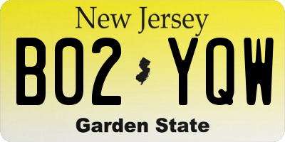 NJ license plate B02YQW