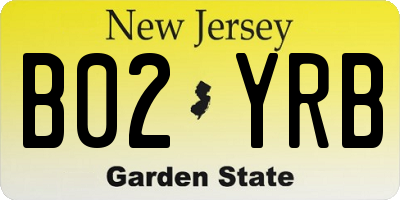 NJ license plate B02YRB