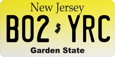 NJ license plate B02YRC