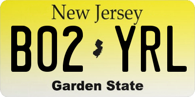 NJ license plate B02YRL