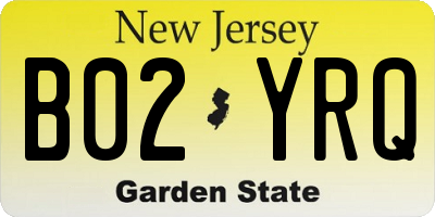NJ license plate B02YRQ