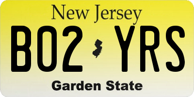 NJ license plate B02YRS