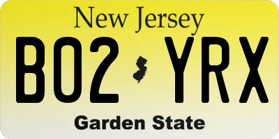 NJ license plate B02YRX