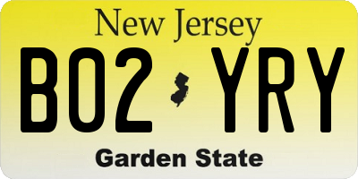 NJ license plate B02YRY