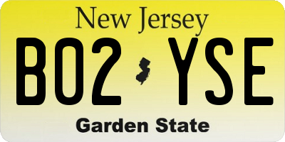 NJ license plate B02YSE