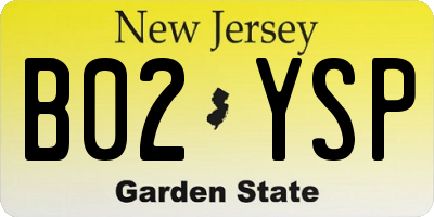 NJ license plate B02YSP