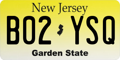 NJ license plate B02YSQ
