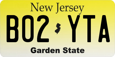 NJ license plate B02YTA