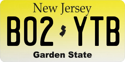 NJ license plate B02YTB