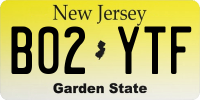 NJ license plate B02YTF