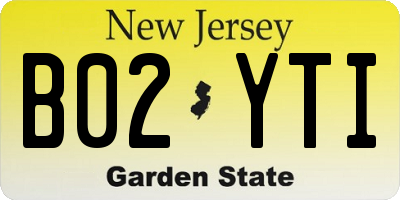 NJ license plate B02YTI