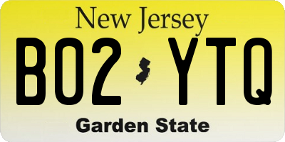 NJ license plate B02YTQ