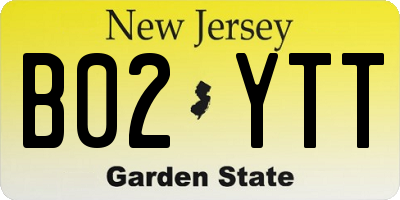 NJ license plate B02YTT