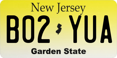 NJ license plate B02YUA