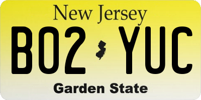 NJ license plate B02YUC