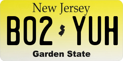 NJ license plate B02YUH