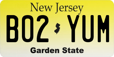 NJ license plate B02YUM