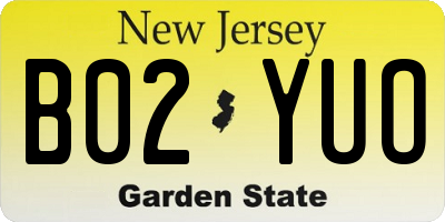NJ license plate B02YUO