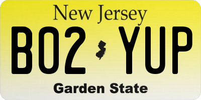 NJ license plate B02YUP