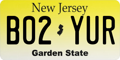 NJ license plate B02YUR