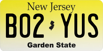 NJ license plate B02YUS