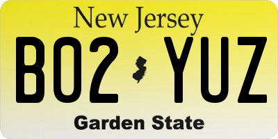 NJ license plate B02YUZ