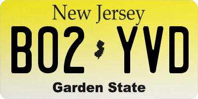 NJ license plate B02YVD