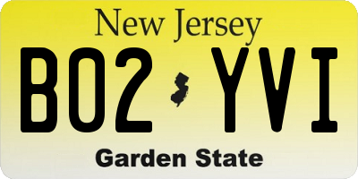 NJ license plate B02YVI