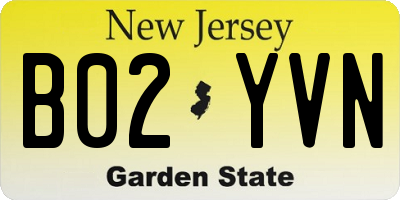 NJ license plate B02YVN