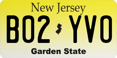 NJ license plate B02YVO