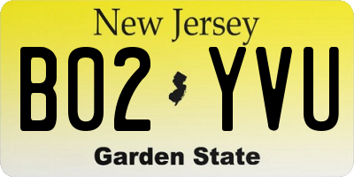 NJ license plate B02YVU