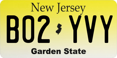 NJ license plate B02YVY
