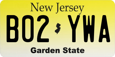 NJ license plate B02YWA