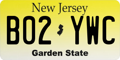 NJ license plate B02YWC