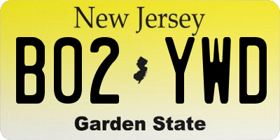 NJ license plate B02YWD