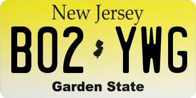 NJ license plate B02YWG