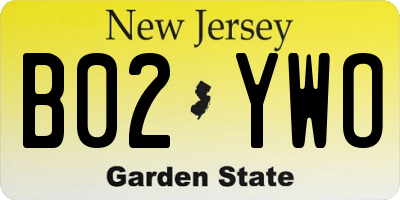 NJ license plate B02YWO