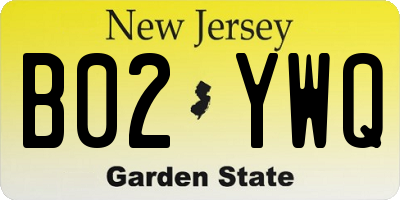 NJ license plate B02YWQ