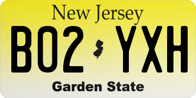 NJ license plate B02YXH