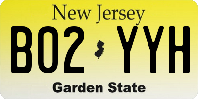 NJ license plate B02YYH