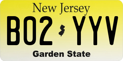 NJ license plate B02YYV